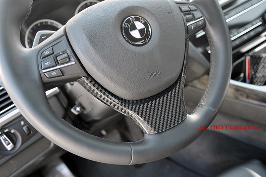 BMW F10 F11 F12 F13 Carbon Fiber Steering Wheel Trim - JL Motoring